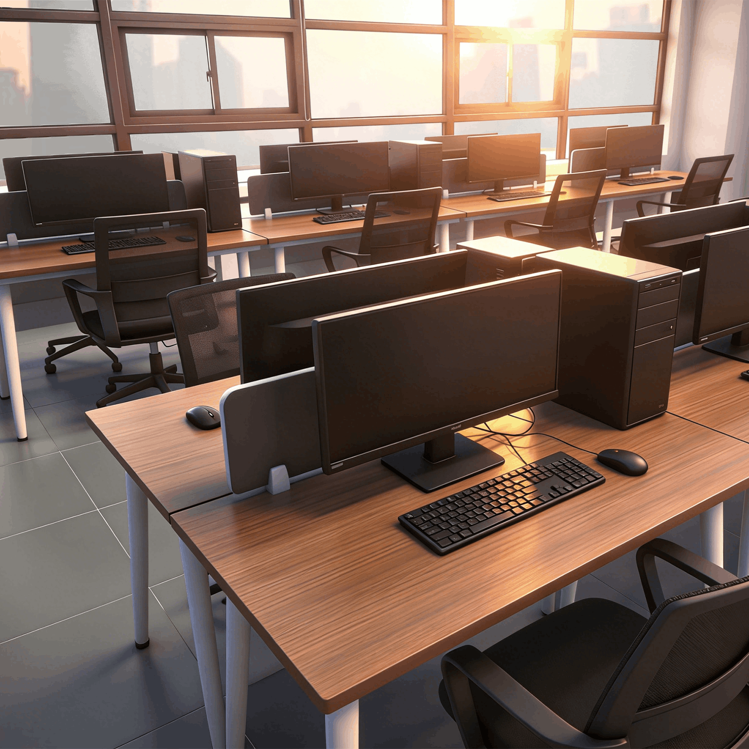 Futuristic corporate office visual